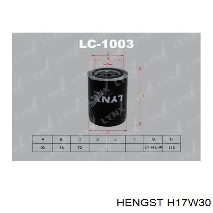 Фильтр очистки масла центробежный Hengst H17W30 цена, от 10.81 USD