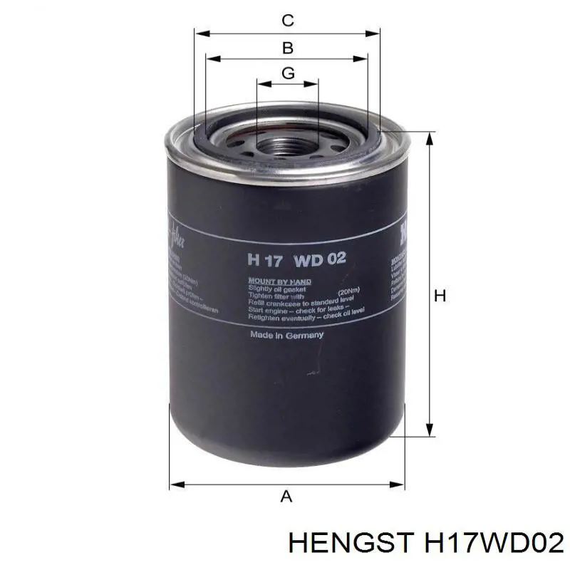 Filtro hidráulico H17WD02 Hengst