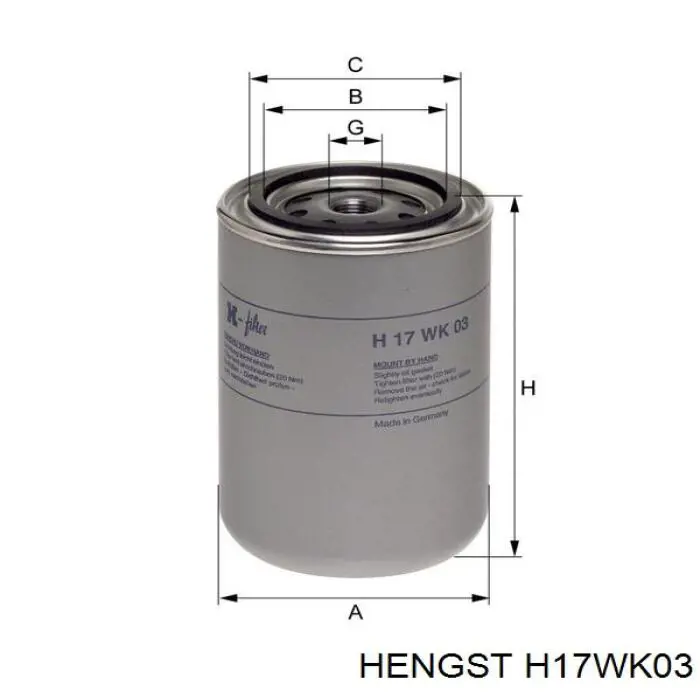 Filtro combustible H17WK03 Hengst