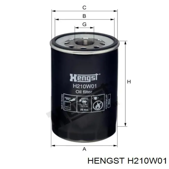 Масляный фильтр H210W01 Hengst