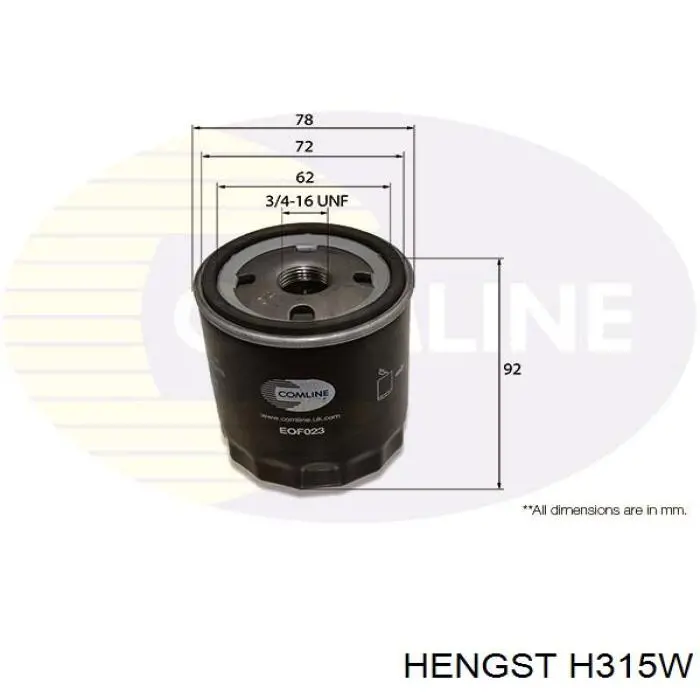 Масляный фильтр H315W Hengst