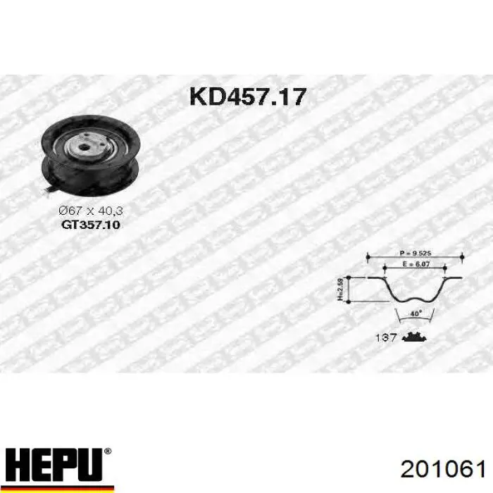 ГРМ ремни, комплект Hepu 201061 цена, от 52.54 USD