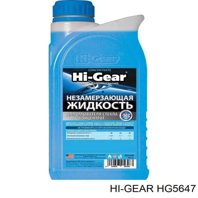 Незамерзайка для омывания стекол HG5647 HI-GEAR