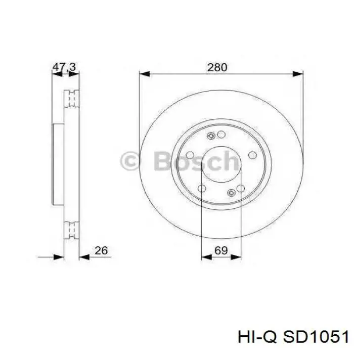 Передние тормозные диски SD1051 Hi-q