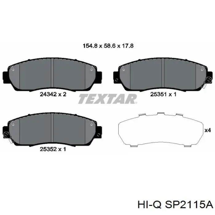 Передние тормозные колодки SP2115A Hi-q