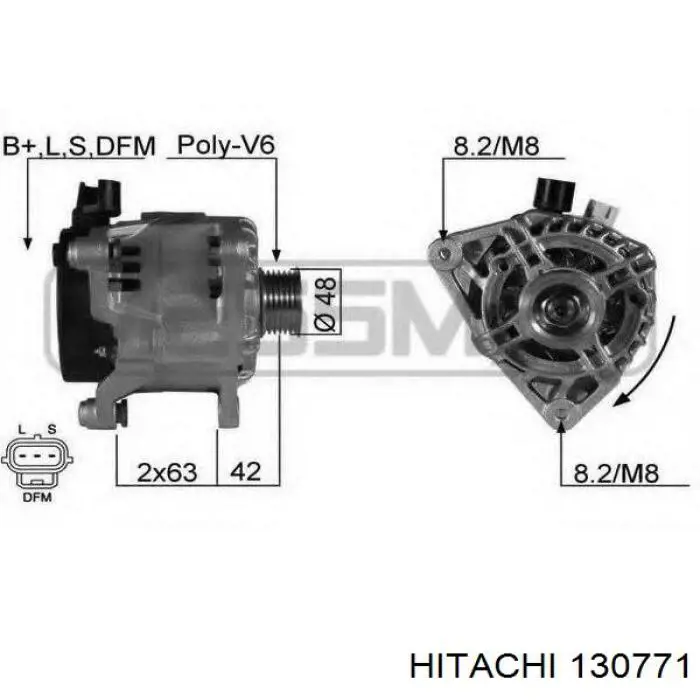 Реле генератора 130771 Hitachi