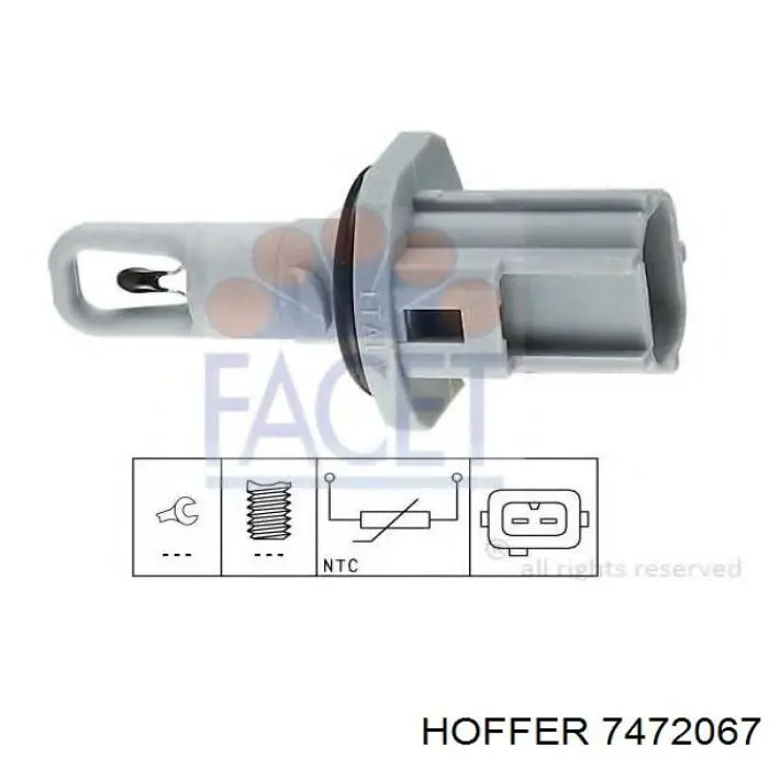 Sensor, temperatura del aire de admisión 7472067 Hoffer