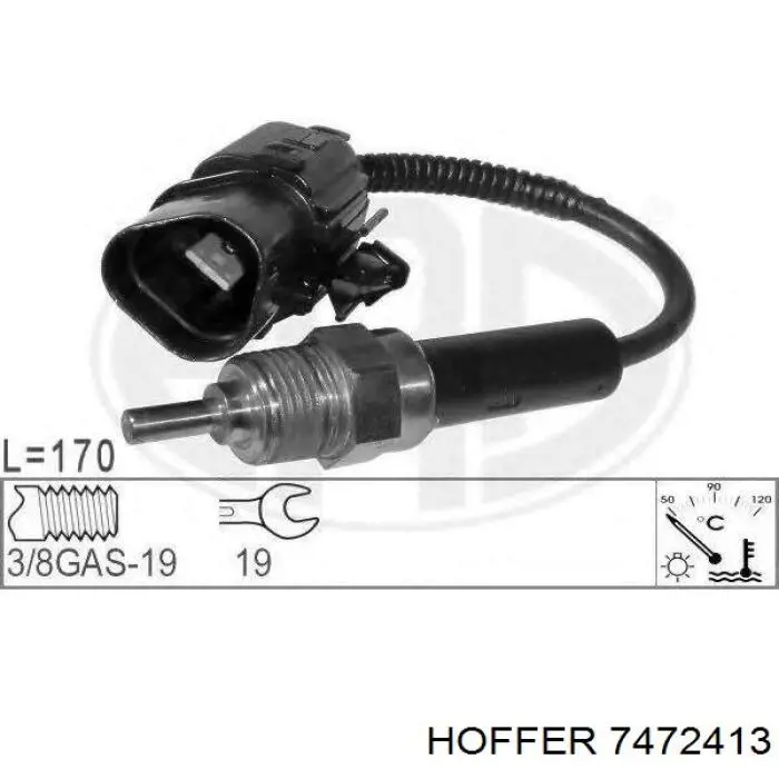 Sensor, temperatura del refrigerante (encendido el ventilador del radiador) 7472413 Hoffer