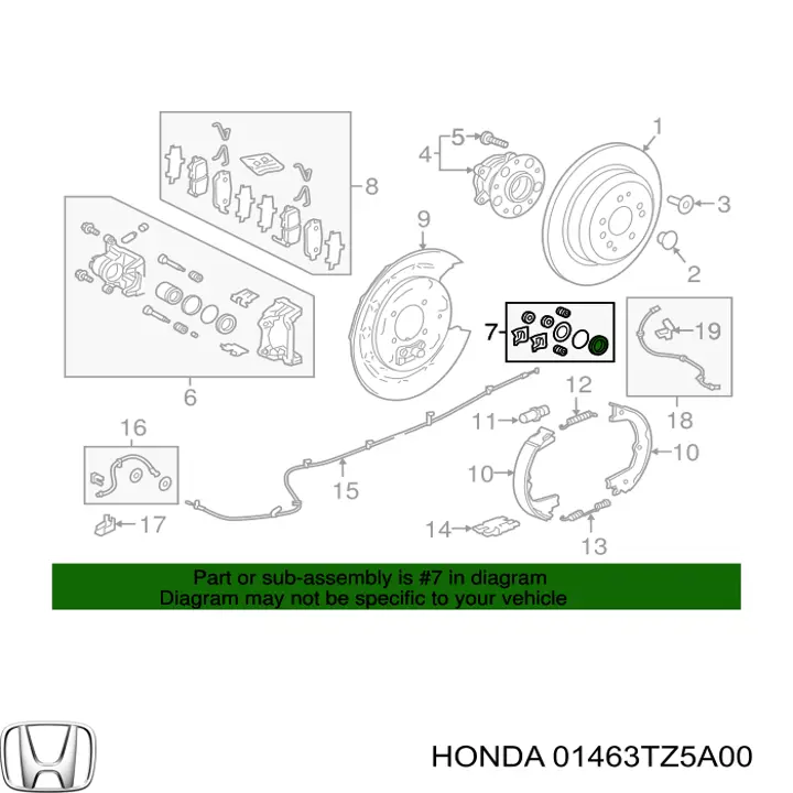 01463TZ5A00 Honda ремкомплект суппорта тормозного переднего