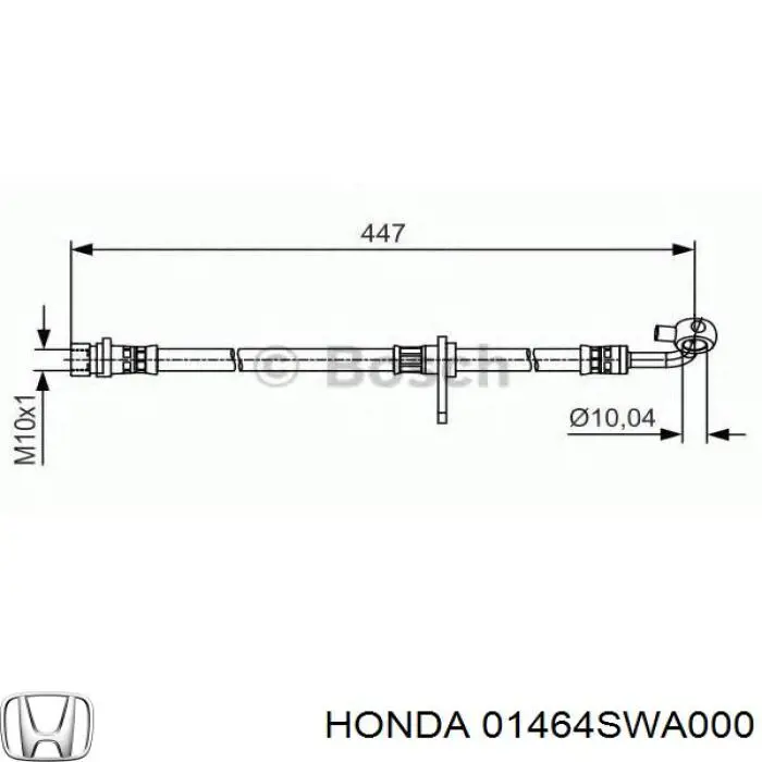 Шланг тормозной передний правый 01464SWA01 Honda