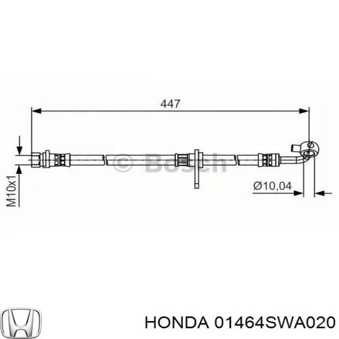 Шланг тормозной пер��дний правый Honda 01464SWA020