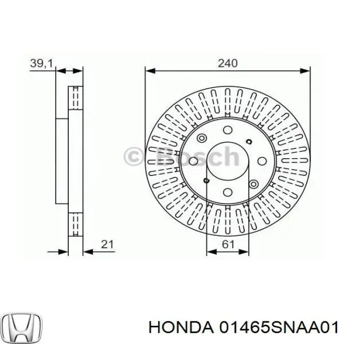01465SNAA01 Honda Шланг тормозной левый передний