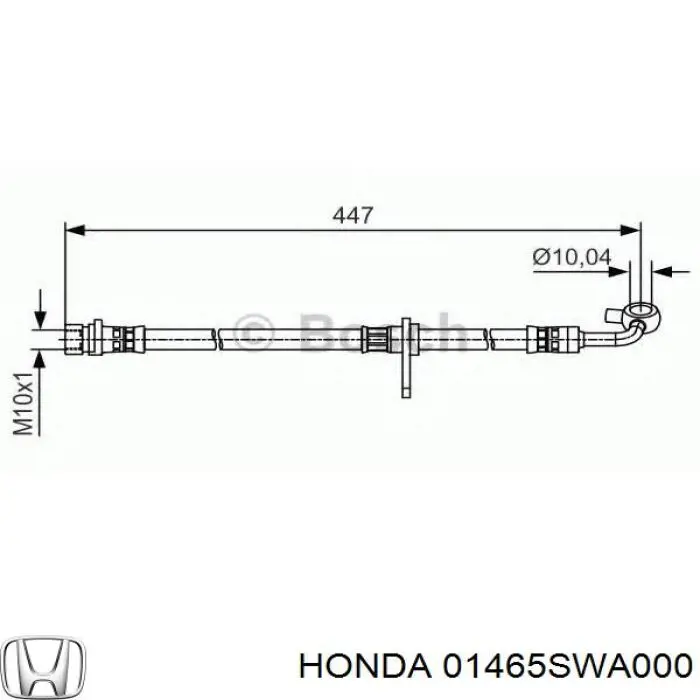 Шланг тормозной передний, левый Honda 01465SWA000 цена, от 13.65 USD