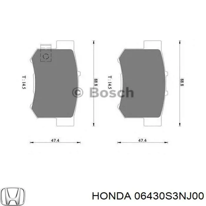 06430S3NJ00 Honda колодки тормозные задние дисковые