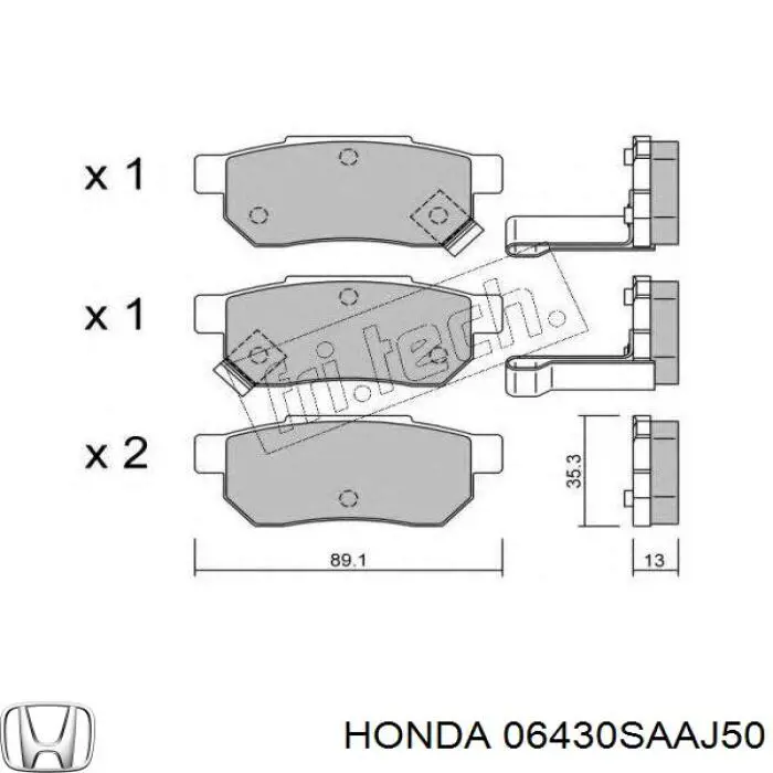 06430 SAA J50 Honda колодки тормозные задние дисковые