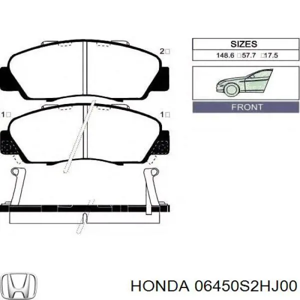 06450S2HJ00 Honda колодки тормозные передние дисковые