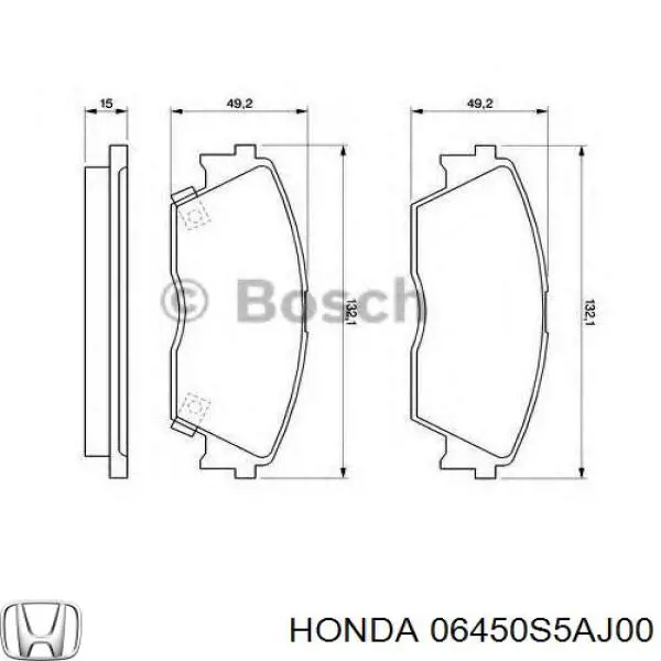 Передние тормозные колодки 06450S5AJ00 Honda