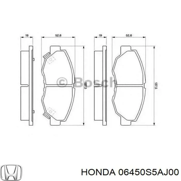 06450S5AJ00 Honda Колодки передние