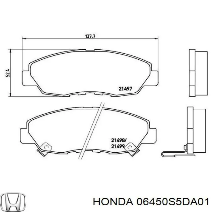 Купить 06450S5DA01 Honda Колодки тормозные