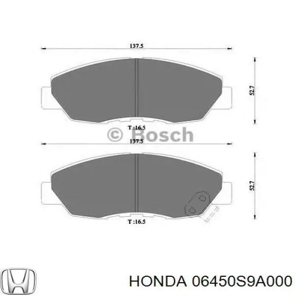 06450S9A000 Honda передние тормозные колодки