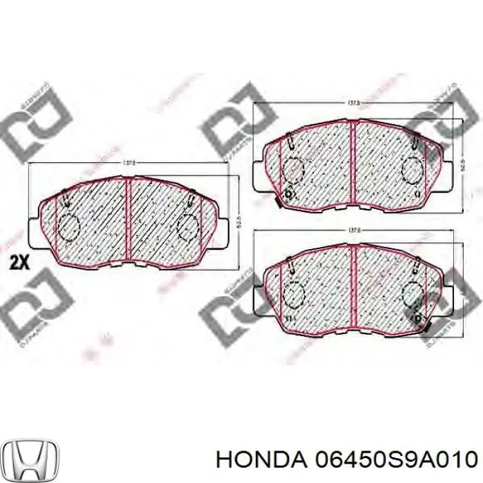 Передние тормозные колодки 06450S9A010 Honda