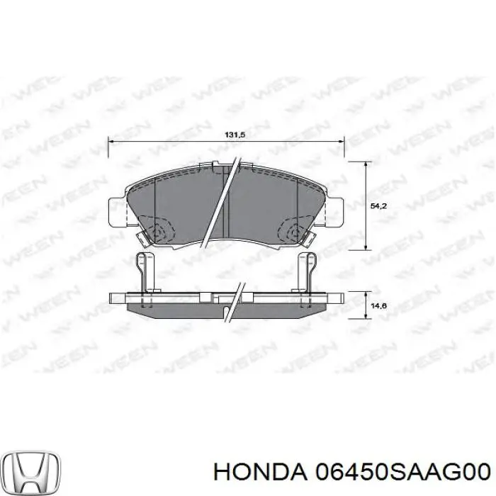 Колодки Honda 06450SAAG00 цена, от 15.20 USD