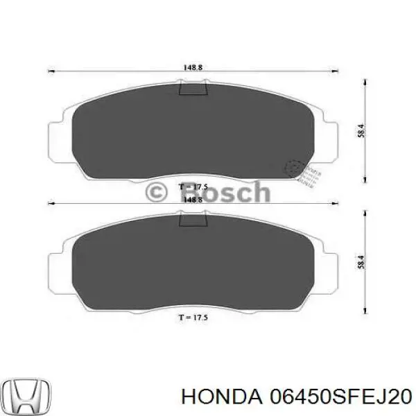 06450SFEJ20 Honda колодки тормозные передние дисковые