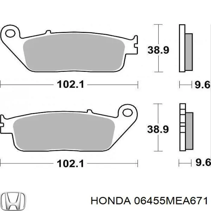 06455MEA671 Honda sapatas do freio dianteiras de disco