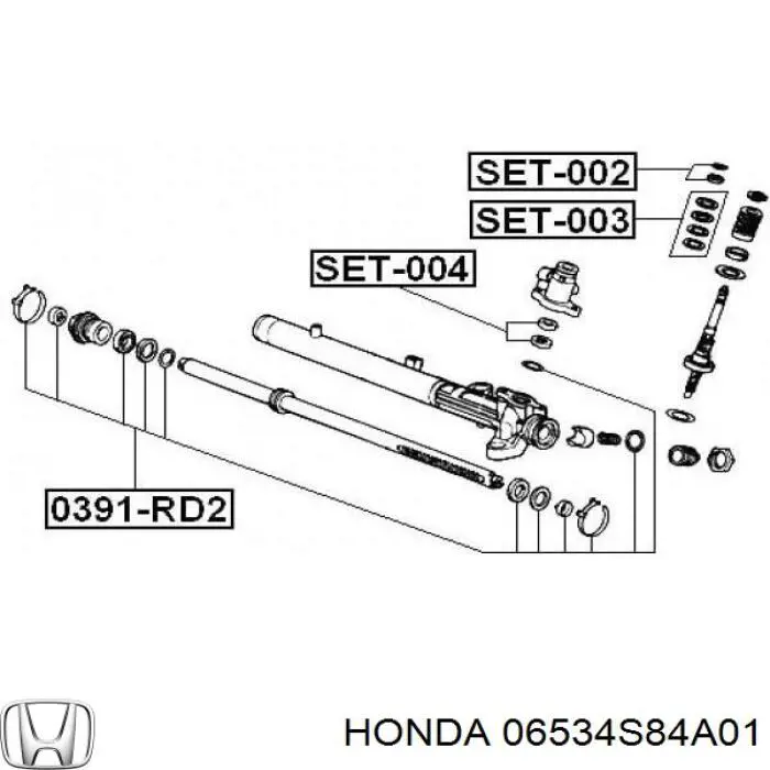 Ремкомплект рулевой рейки (механизма), (ком-кт уплотнений) HONDA 06534S84A01