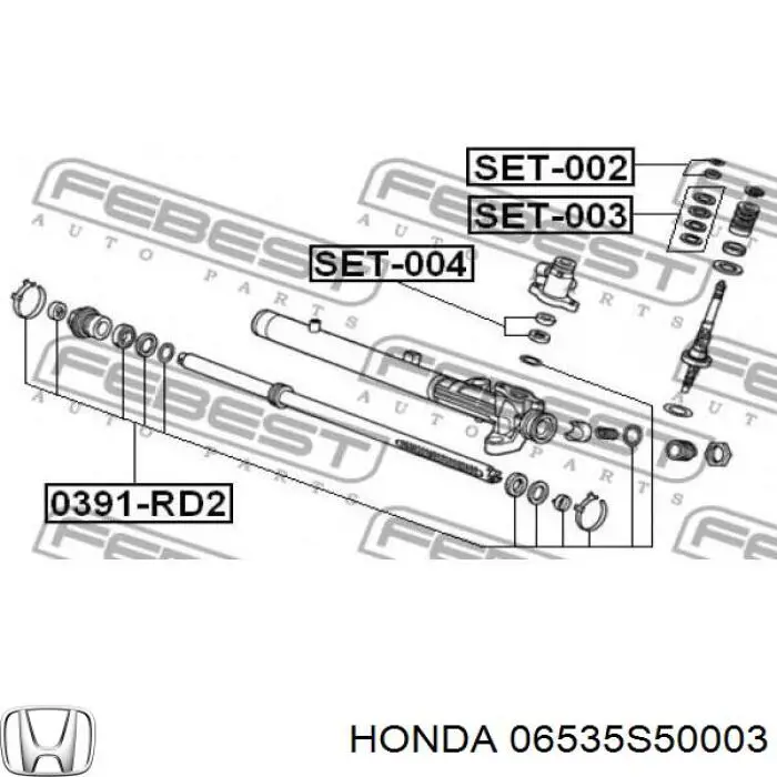 Сальник вертикального вала рулевой рейки, комплект Honda 06535S50003 цена, от 5.66 USD