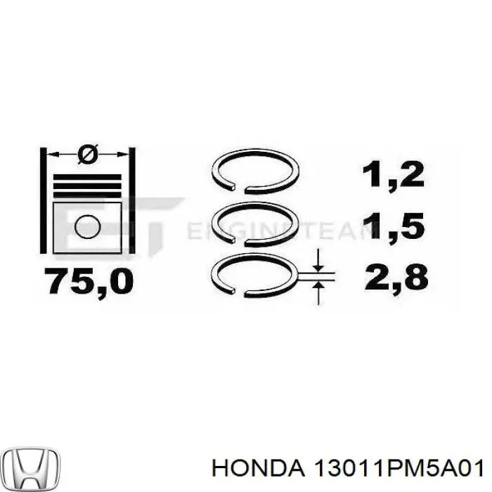 13011PM5A01 Honda кольца поршневые комплект на мотор, std.