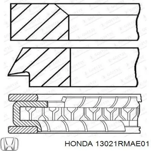 Кольца поршневые на 1 цилиндр, 1-й ремонт (+0,25) Honda 13021RBDE01 цена, от 119.76 USD