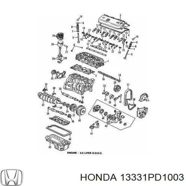 Полукольцо упорное (разбега) коленвала, STD, комплект Honda 13331PD1003