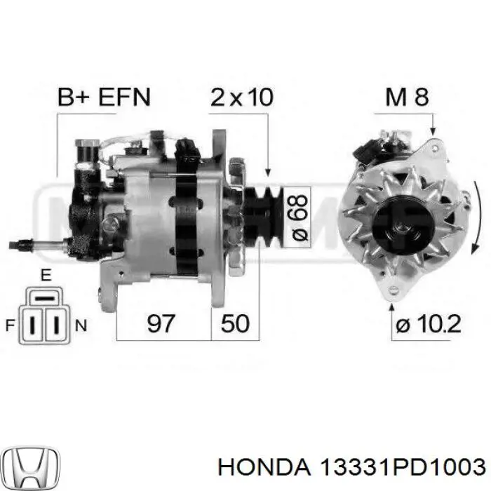 Купить 13331PD1003 Honda Полукольцо упорное (разбега) коленвала, STD, комплект