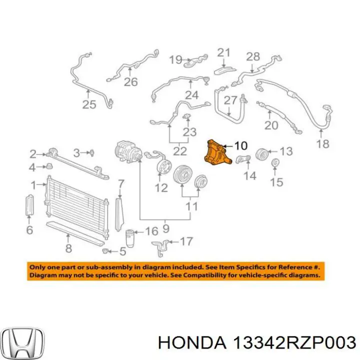 Купить 13342RZP003 Honda 
