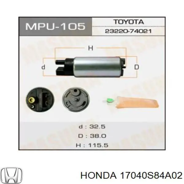 Модуль бензонасоса Honda 17040S84A02 цена, от 25.11 USD