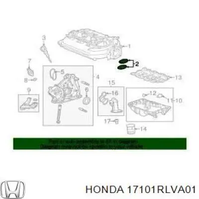 17101RLVA01 Honda 