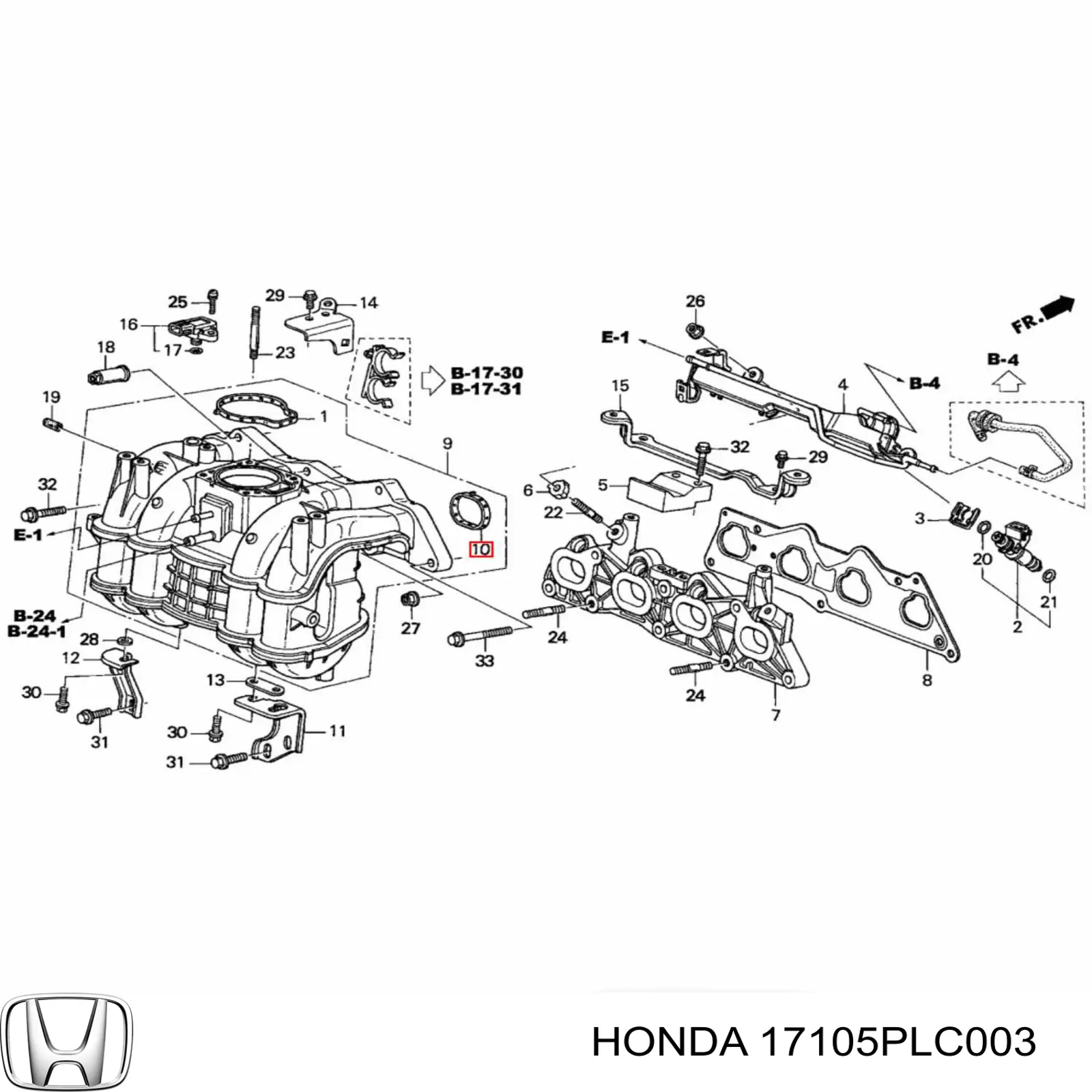 Прокладка впускного коллектора на Honda Civic VII 
