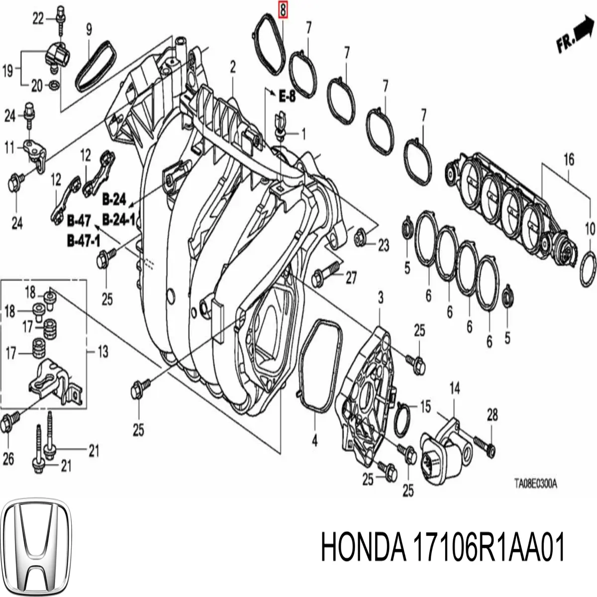  Прокладка впускного коллектора Honda Civic 10