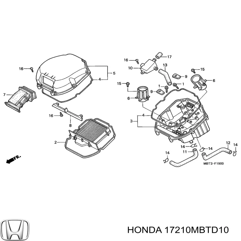 Воздушный фильтр 17210MBTD10 Honda