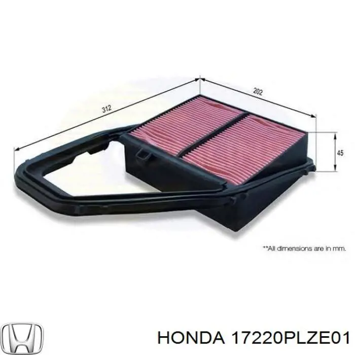 17220PLZE01 Honda Воздушный фильтр двигателя