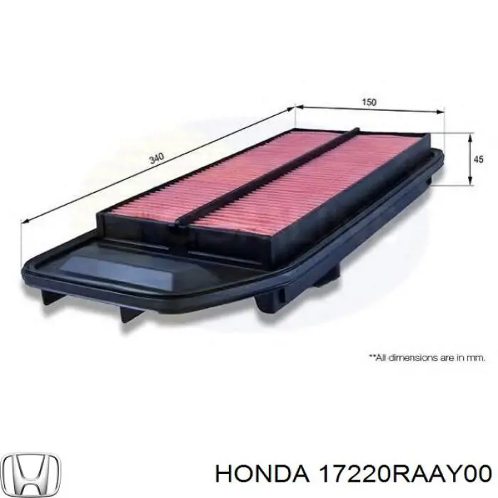 17220RAAY00 Honda filtro de ar