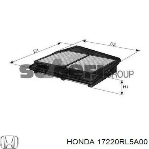 17220RL5A00 Honda Воздушный фильтр двигателя