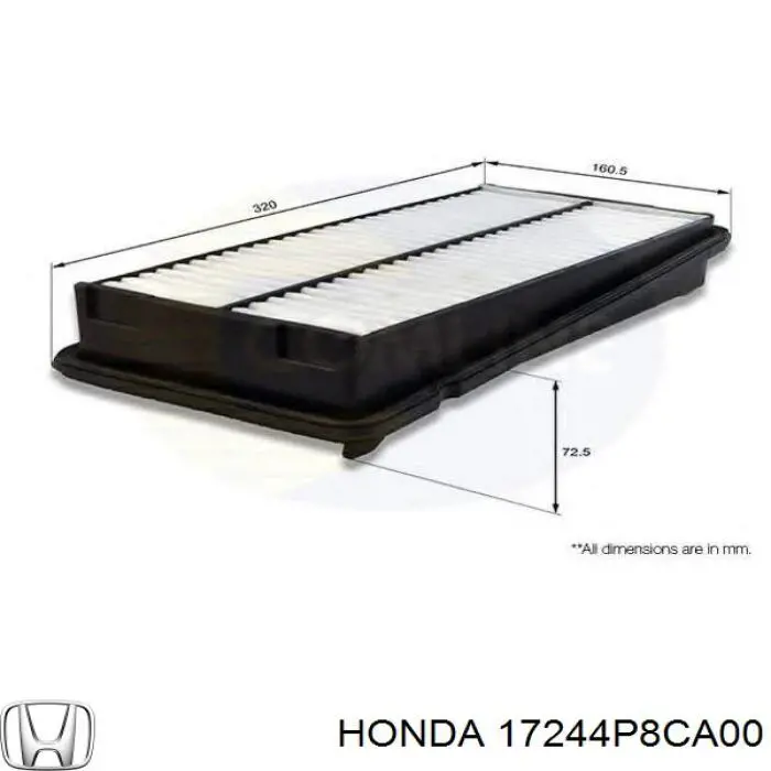 Воздушный фильтр 17244P8CA00 Honda