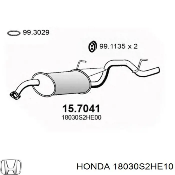 Глушитель задний 18030S2HE10 Honda