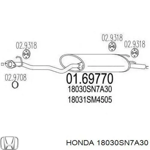 Глушитель задний 18030SN7A30 Honda