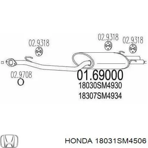 Silenciador posterior 18031SM4506 Honda