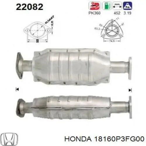 Купить 18160P3FG00 Honda Преобразователь отработавших газов