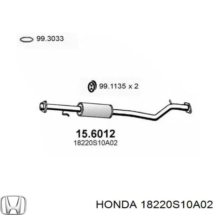 Центральная часть глушителя 18220S10A02 Honda