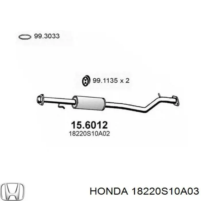 Центральная часть глушителя 18220S10A03 Honda